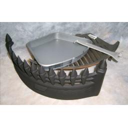 Castle Curved 18" inch BLACK SOLID FUEL COAL FIRE KIT SET GRATE ASHPAN FRET