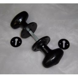 Black Antique Cast Wrought Iron Oval Rim mortice Knob Door Knobs Handles Set