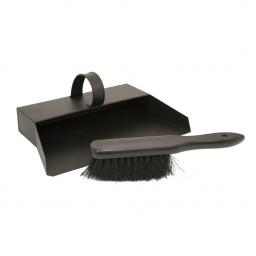 !!!NEW!!! Deville METAL Dustpan & Brush Strong Satin Black Fire Ash Soot Scoop