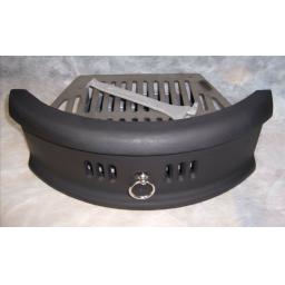 N Curved 16" inch BLACK & silver SOLID FUEL COAL FIRE KIT SET GRATE ASHPAN FRET