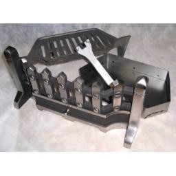 BEACON 16" inch PEWTER SILVER SOLID FUEL COAL FIRE KIT SET GRATE ASHPAN FRET