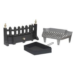 STYLE Solid Fuel Coal Fire Kit Set 16" Grate Ashpan Fret Open Fire Front