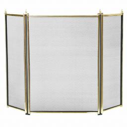 Manor 1798 Regency BRASS 3 Fold Fire Screen Spark Guard GOLD Coal Stove Folding