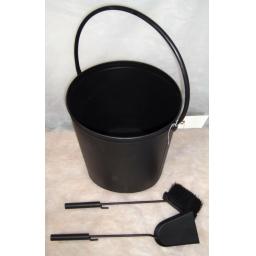 DEVILLE Coal Fire Log Burner Bucket on Wheels with FREE SHOVEL & BRUSH BLACK