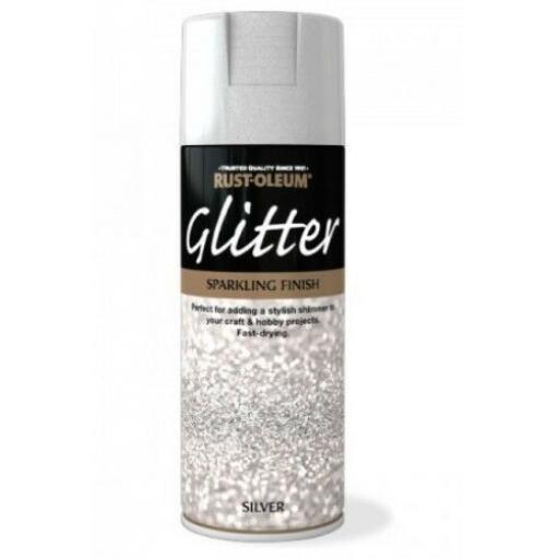 SILVER GLITTER SPARKLING FINISH RUST-OLEUM Fast Dry Spray Paint Aerosol 400ml