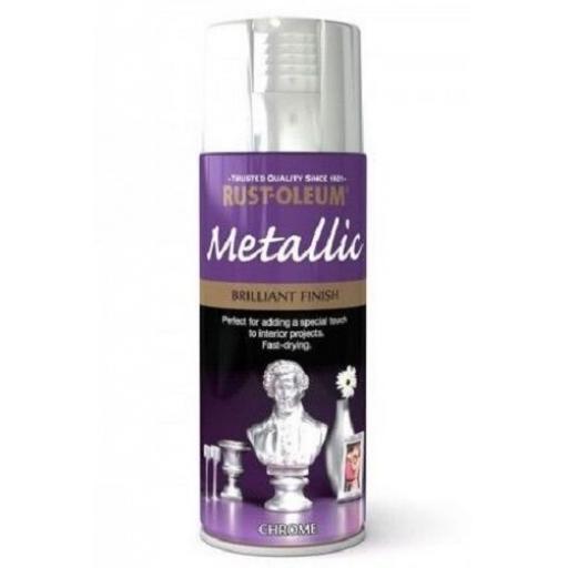 Rust-Oleum Brilliant Finish Metallic Chrome Fast Dry Spray Paint Aerosol 400ml