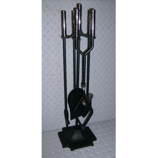 !NEW! Deville PEWTER HEAVY DUTY Companion Coal Fuel Fire Set 28" CHROME / SILVER