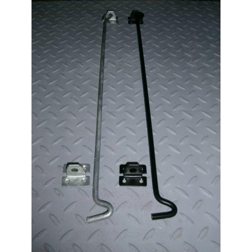 Heavy Duty Extra Long Door Gate Cabin Hook & Eye 24" (600mm) Black or Galvanised