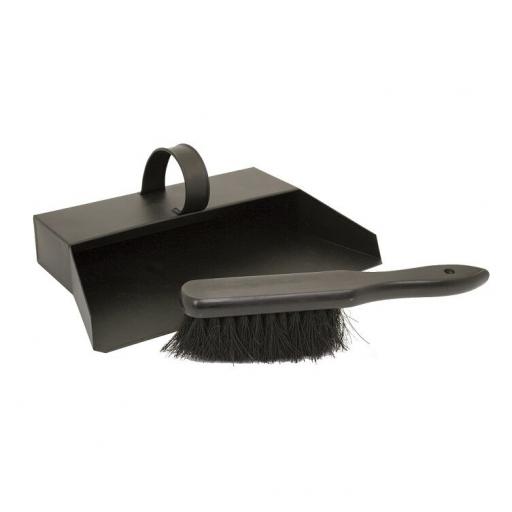 !!!NEW!!! Deville METAL Dustpan & Brush Strong Satin Black Fire Ash Soot Scoop