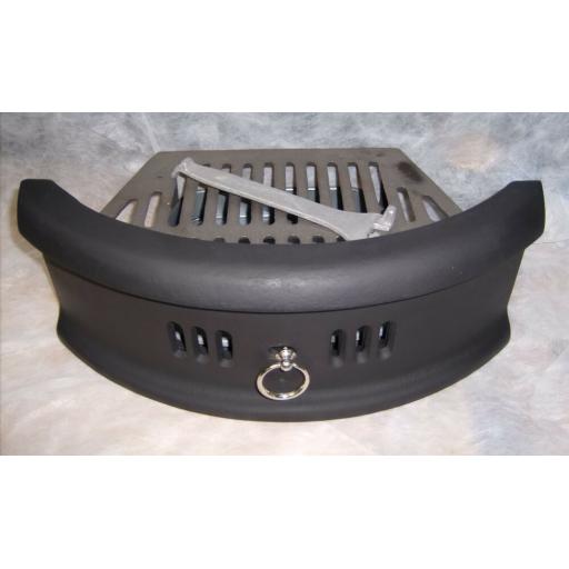 N Curved 18" inch BLACK & silver SOLID FUEL COAL FIRE KIT SET GRATE ASHPAN FRET