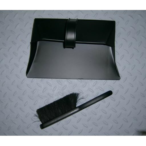 !!!NEW!!! Deville METAL Dustpan & Brush Strong Satin Black Fire Ash Soot Scoop