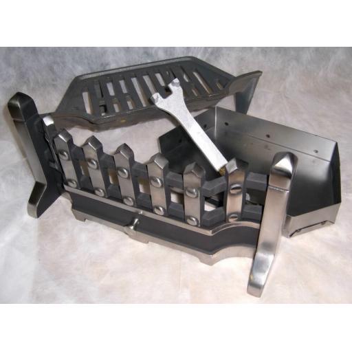 BEACON 18" inch PEWTER SILVER SOLID FUEL COAL FIRE KIT SET GRATE ASHPAN FRET