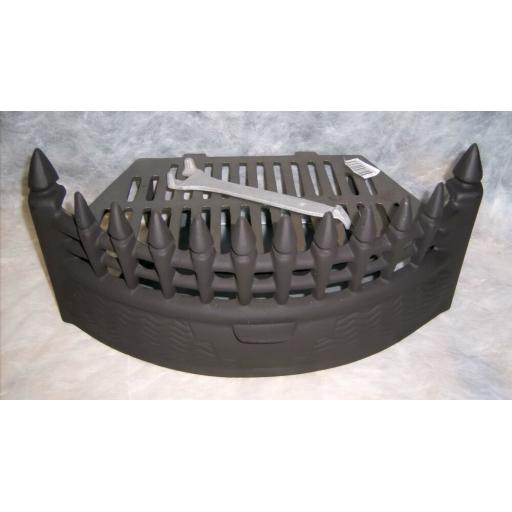 Castle Curved 18" inch BLACK SOLID FUEL COAL FIRE KIT SET GRATE ASHPAN FRET