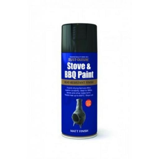 STOVE & BBQ PAINT BLACK RUST-OLEUM Fast Dry Spray Paint Aerosol 400ml