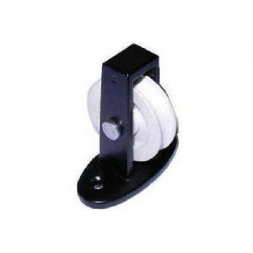 38mm 1.1/2" Upright Pulley Nylon Wheel Across Plate Cast Black Bracket