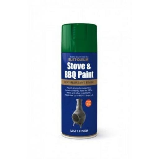 STOVE & BBQ PAINT GREEN RUST-OLEUM Fast Dry Spray Paint Aerosol 400ml